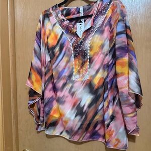 NY Collection Vibrant Women's Blouse with Studded Detail